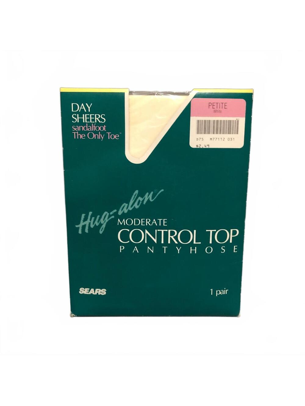 Sears Hug-alon Moderate Control Top Pantyhose Day Sheers Sandalfoot Petite White